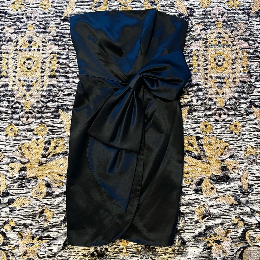 Milly New York Size 0 Mini Silk Satin Navy Dress
